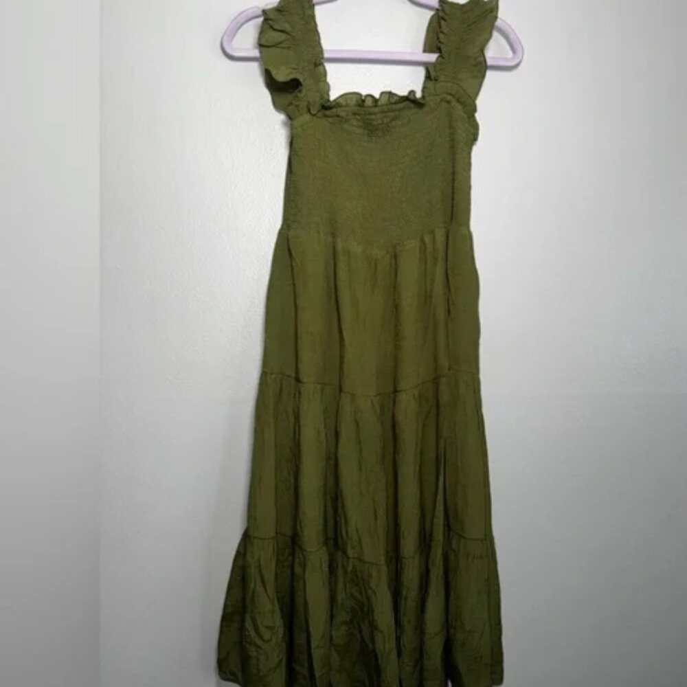 olive green Nanette Lepore  tiered midi/maxi dress - size 2